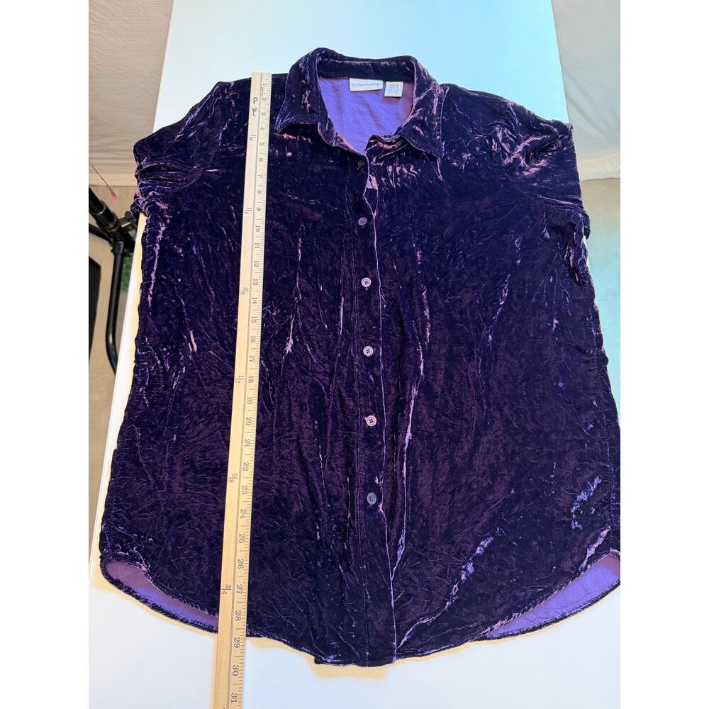 Soft Surroundings Womens Button Up Shirt Size XL Velvet Purple Long Sleeve Goth - Picture 7 of 9
